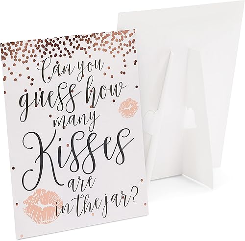 Miniatura 5 de Sparkle and Bash Juego de despedida de soltera Adivina cuántos besos para 60 invitados para bodas (1 tablero de reglas, 60 tarjetas de adivinanzas)