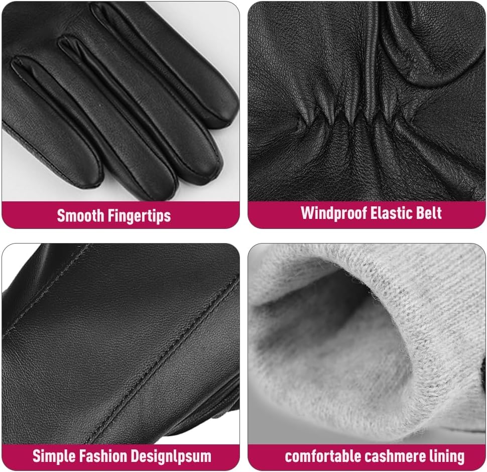 MGGMOKAY Womens Leather Gloves Winter Warm Touchscreen Gloves with Cashmere Lined - Image 4