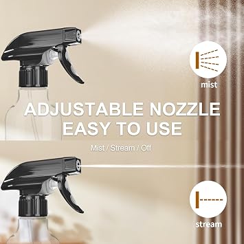 Plastic Spray Bottles, 2-Pack, 16.9 Oz and 6 Pack Spray Bottle Nozzle Replacement