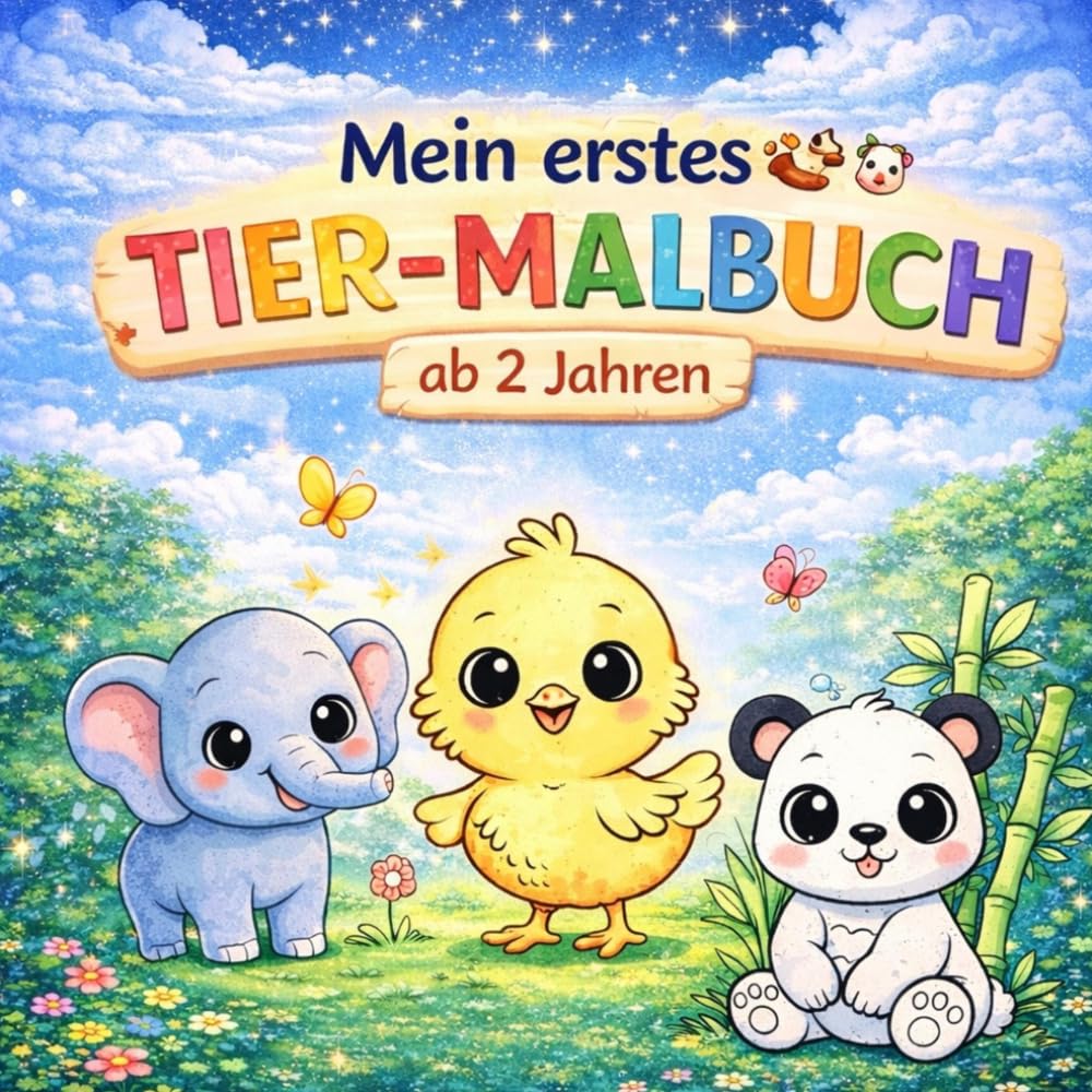 Mein erstes Tier-Malbuch: 26 einfache Ausmalbilder für Kinder ab 2 Jahren – Fördert Kreativität & Feinmotorik