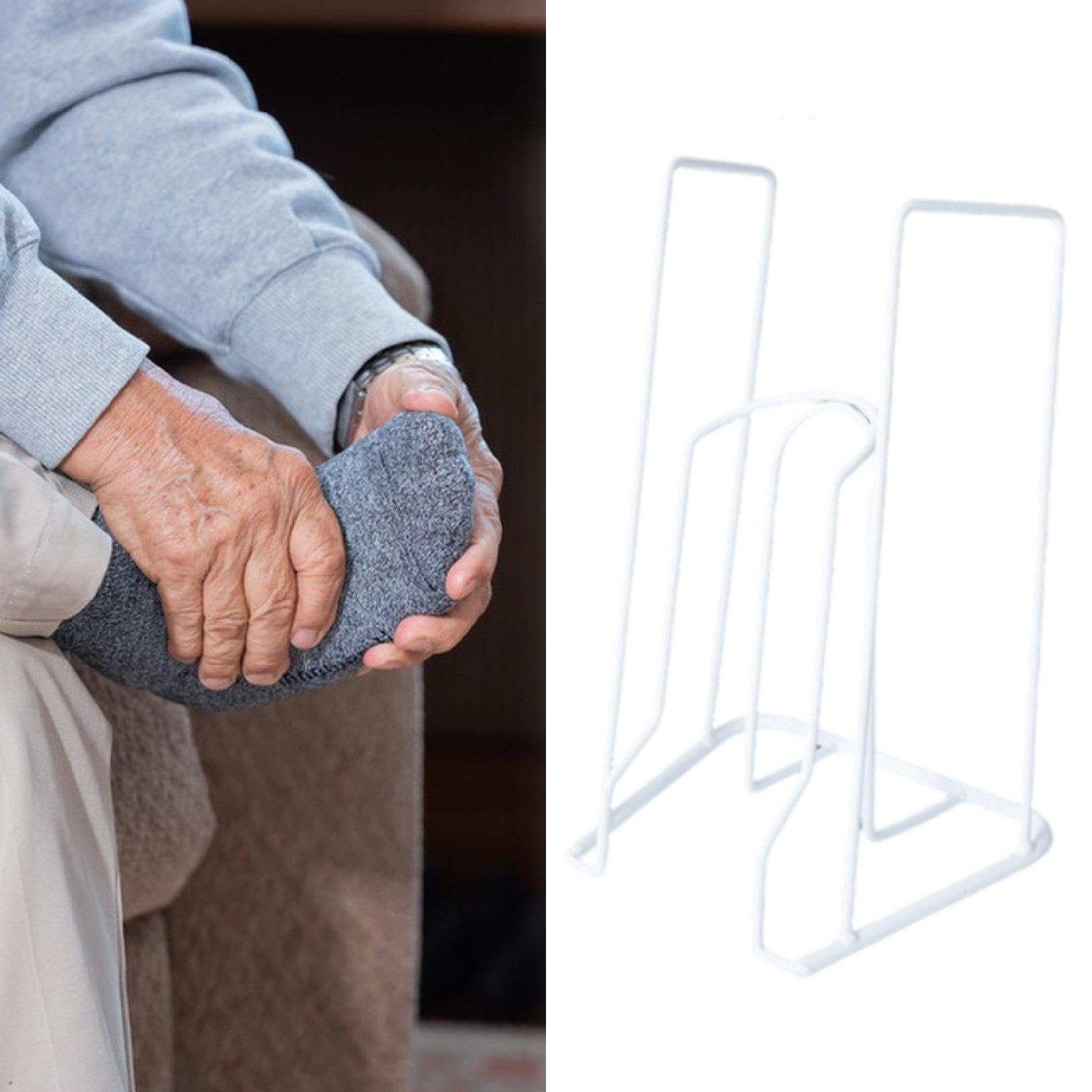 perfeclan Dispositivo para ponerse calcetines, herramienta plegable que ahorra espacio, compacta, para mujeres, flexible, ligera, para mayores,