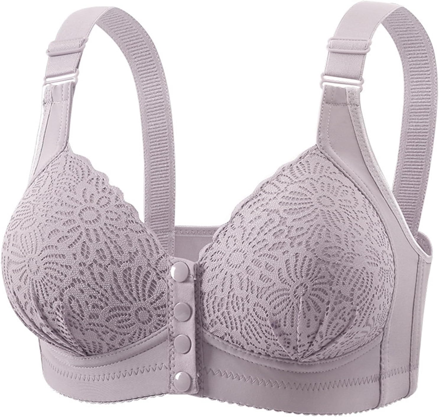 Front Closure Bra for Women No Underwire Snap Push Up Full Coverage Bra Adjustable Comfortable Solid Color Bralette