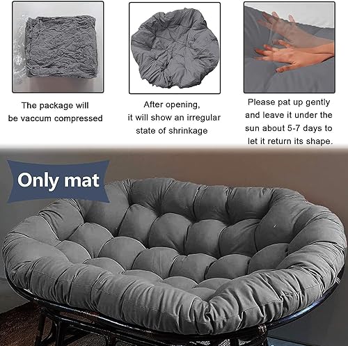 Miniatura 3 de SHENJIA Cojín doble para silla Papasan, 67 x 47 pulgadas, redondo, grueso, no destiñe, de mimbre, huevo, para interiores y exteriores, cojín de