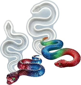 2Pcs 3D Snake Silicone Mold Epoxy Resin Molds Serpent Molds for Crafts Plaster