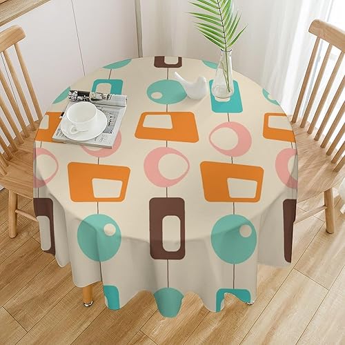 Miniatura 39 de Mantel retro moderno de mediados de siglo, diseño de colores retro de los años 50, resistente al agua, mantel lavable para cocina, comedor, fiesta