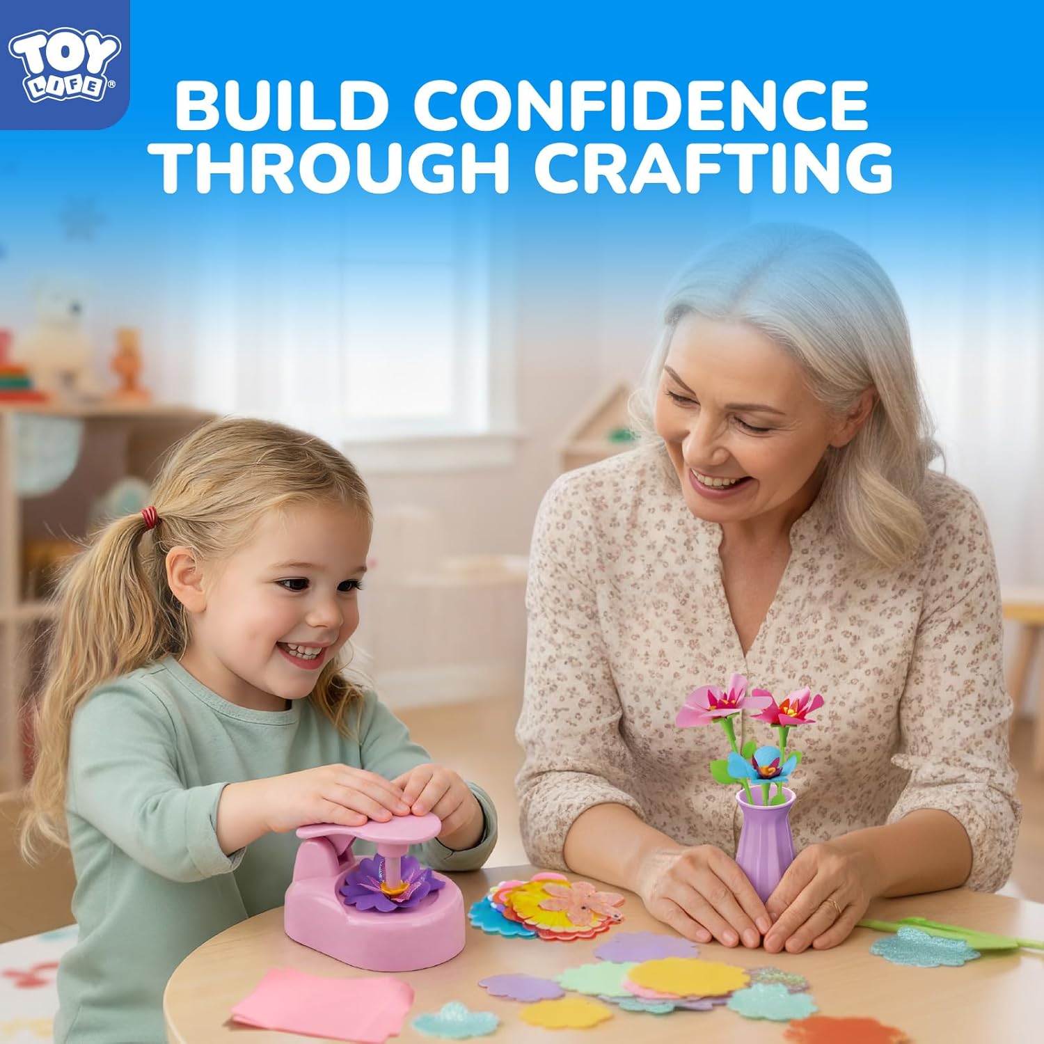 TOY Life Creative DIY Flower Bouquet Kit for Kids 4-12 – Flower Making Kit with Reusable Fabric Flowers – Girls Crafts Ages 4-6, Craft Kits for Kids Ages 4-8, Educational STEM Flower Craft Gift