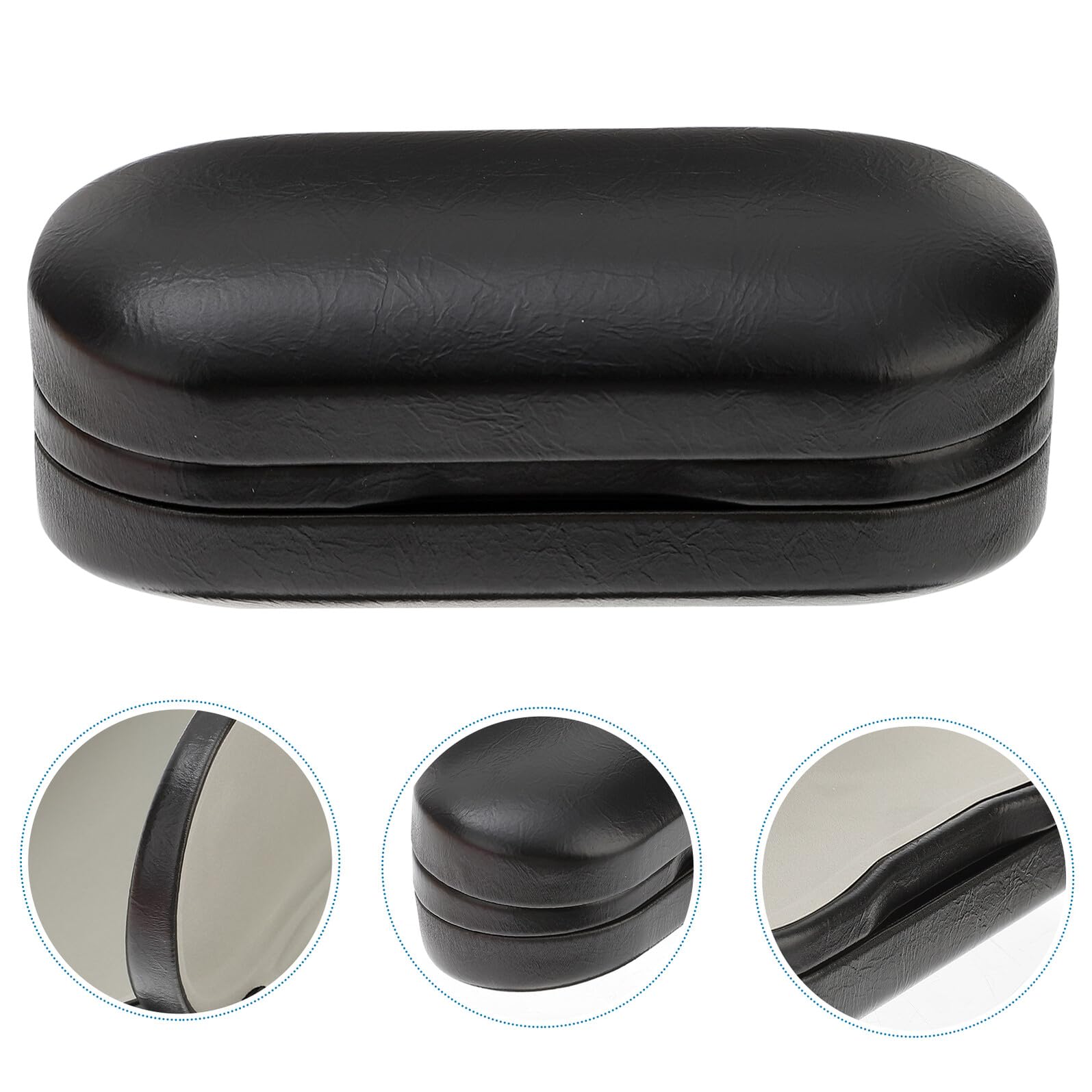 VOSAREA 2 Pièces Étui à Lunettes Double Couche Rigide en Cuir Synthétique avec Miroir Intégré et Cadre Métallique Sécurisé, Organisateur Portable pour Lunettes de Soleil en Voyage