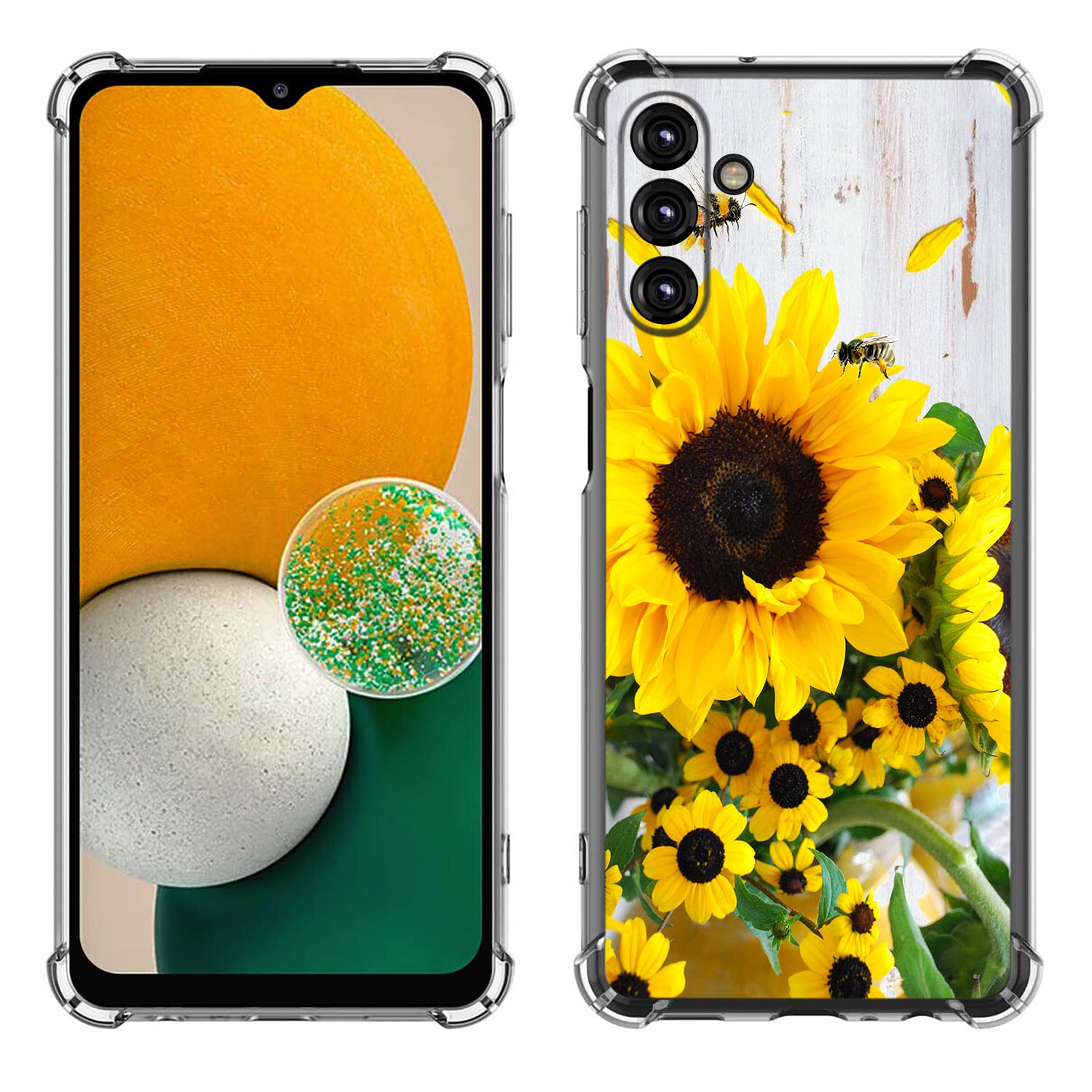 Beaucov Galaxy A14 5G Case, Sunflower Bee Drop Protection Shockproof Case TPU Full Body Protective Scratch-Resistant Cover for Samsung Galaxy A14 5G