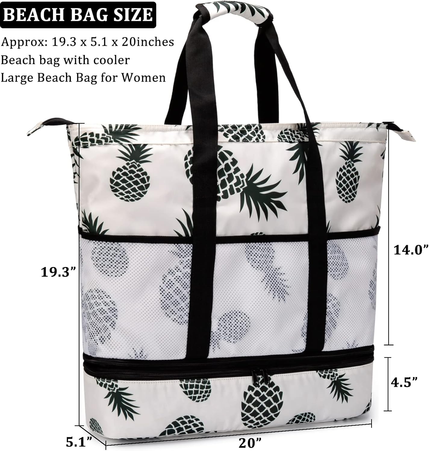 JIANYA Beach Bag Women Waterproof Sandproof Beach Tote Bags with Cooler Top Zipper Large Totes for Pool Travel Daily - Image 6