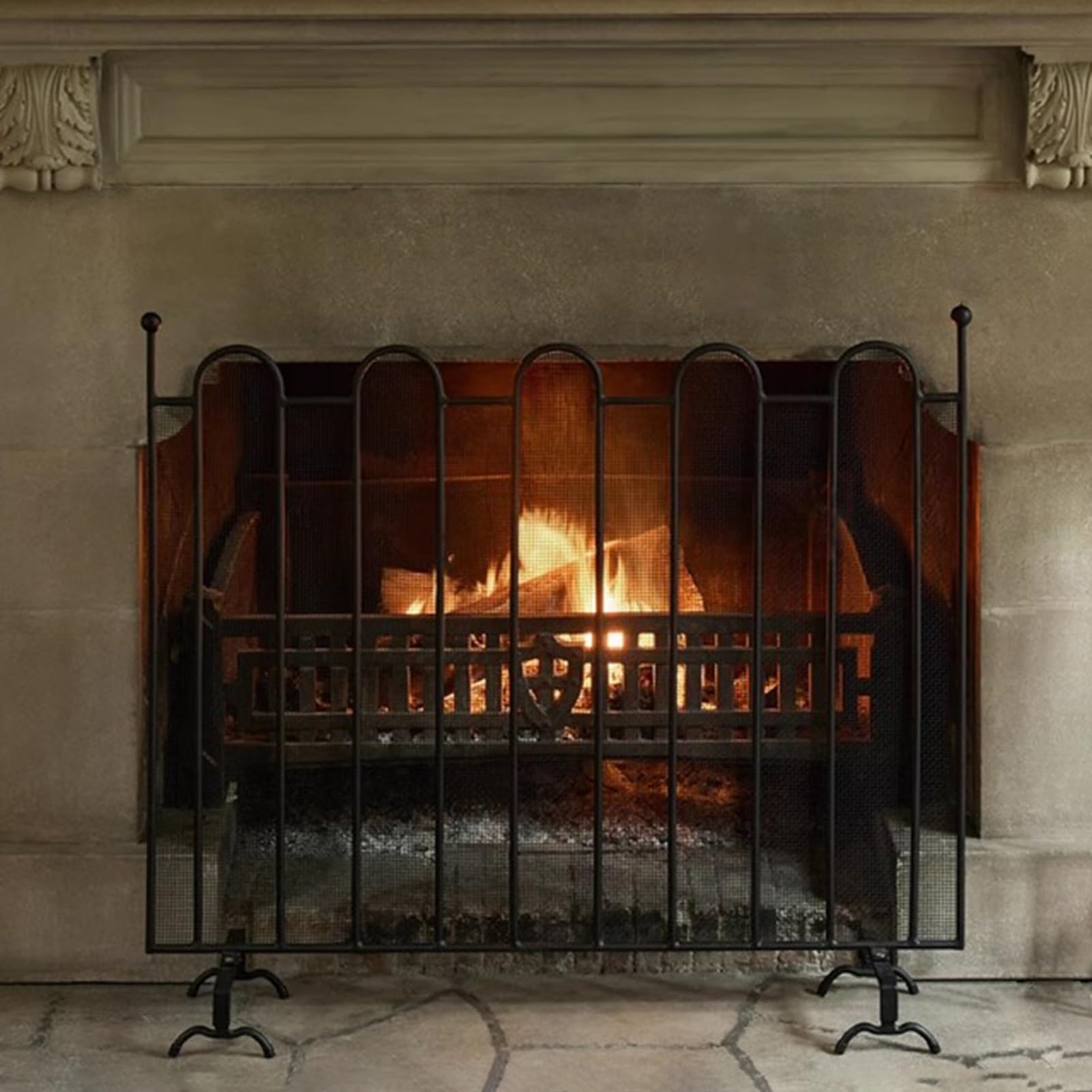 Salvachispas Chimenea Malla Protectora para Chimenea de 30 X 25 Pulgadas, Panel Protector Contra Chispas para Estufas de Leña Pequeñas, Cubierta Protectora para Chimenea de Un Solo Panel para Exterior
