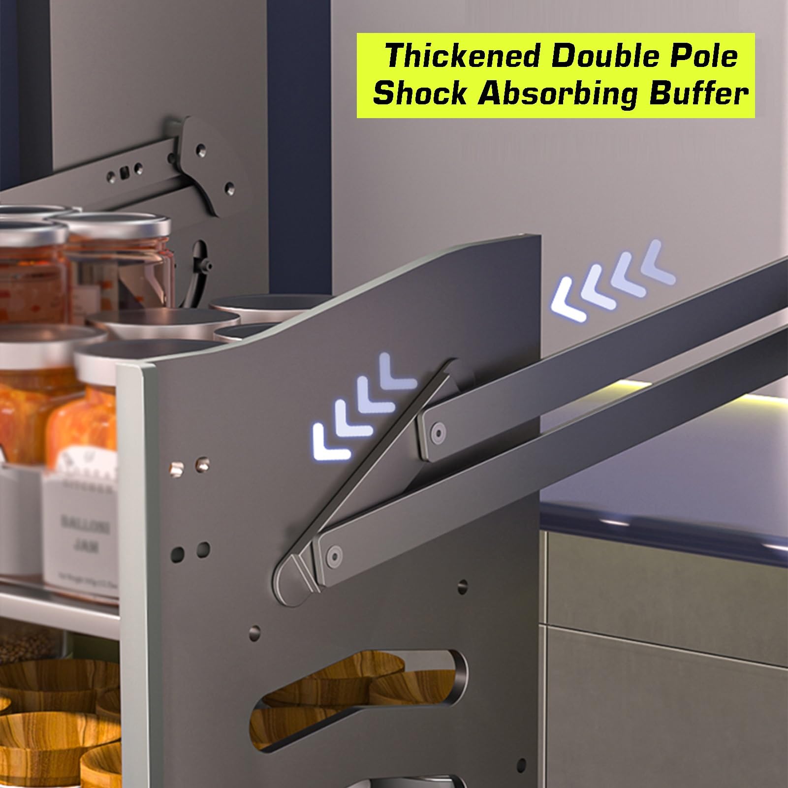 Armoire de cuisine coulissante à 2 niveaux Nizer - Capacité de 30 kg - Étagère déroulante en alliage d'aluminium pour un rangement efficace - Convient aux armoires de 500 mm - Optimisez l'espace