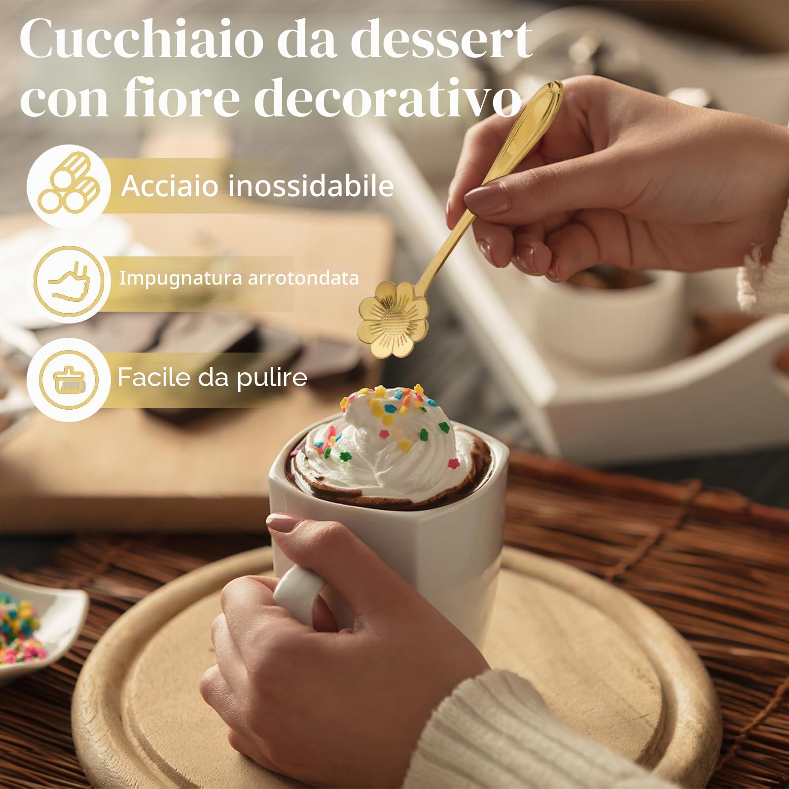 40 pezzi 4,9 '' riutilizzabili mini cucchiaini di caffè in metallo oro, cucchiaio per confetti in acciaio inossidabile per spezie di miele di zucchero di gelato per torta