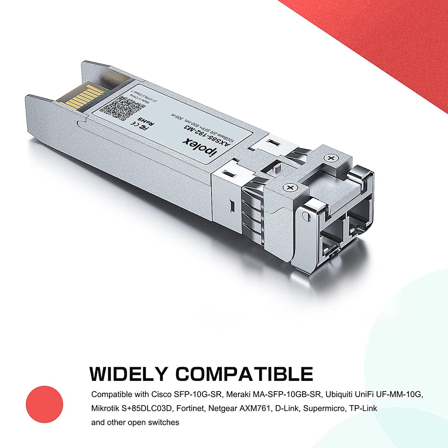 ipolex 10 PCS 10Gb SFP+ SR Multimode LC Transceiver, 10GBase-SR Modul Kompatibel mit Cisco SFP-10G-SR, Ubiquiti UniFi UF-MM-10G, TP-Link TXM431-SR, Meraki, Zyxel, Netgear etc. (MMF, 850-nm, 300-m)