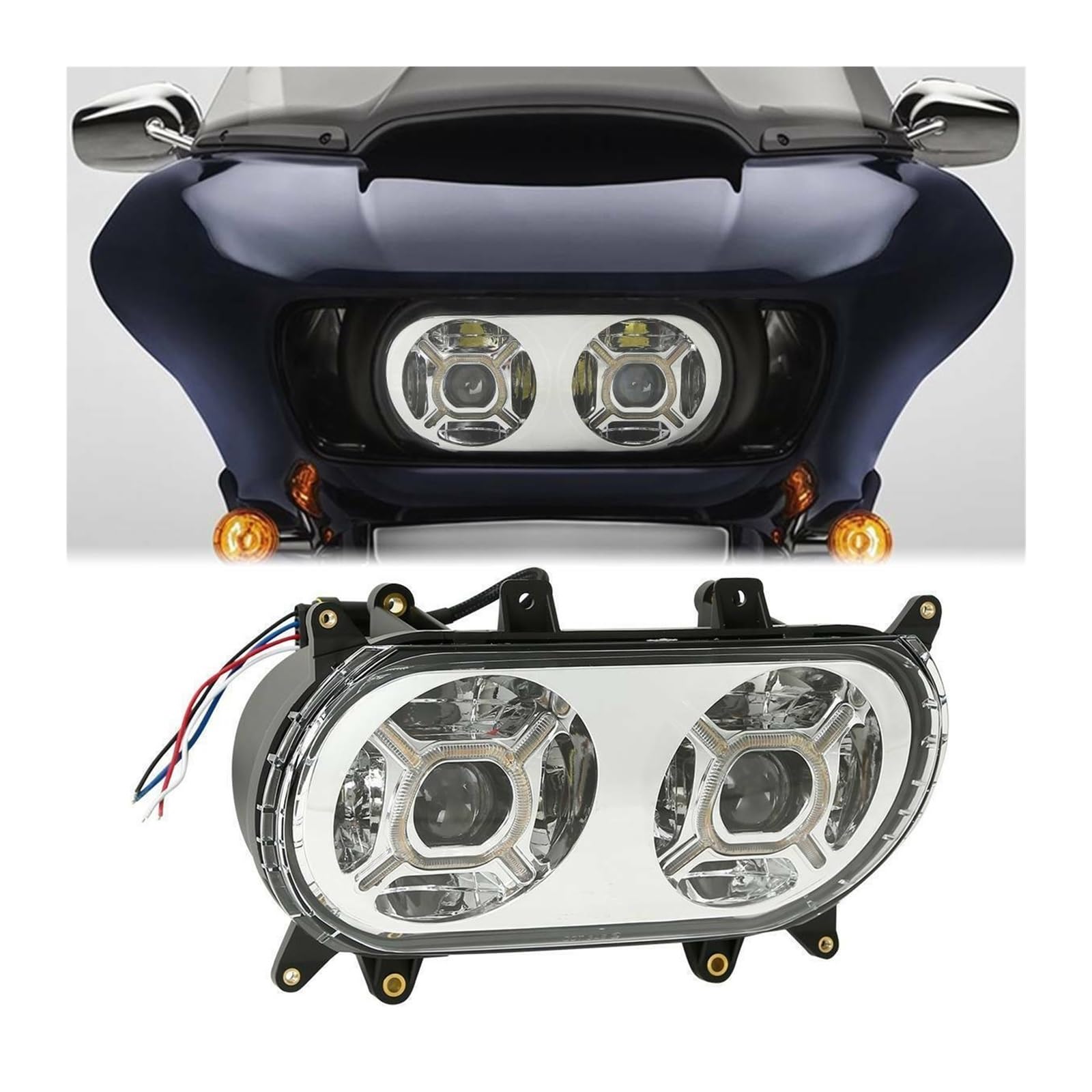 Motorcycle Front LED Dual Headlight Projector Compatible with Harley Touring Road Glide FLTRX Road Glide Special FLTRXS 2015-2023 2020 2019(Black)