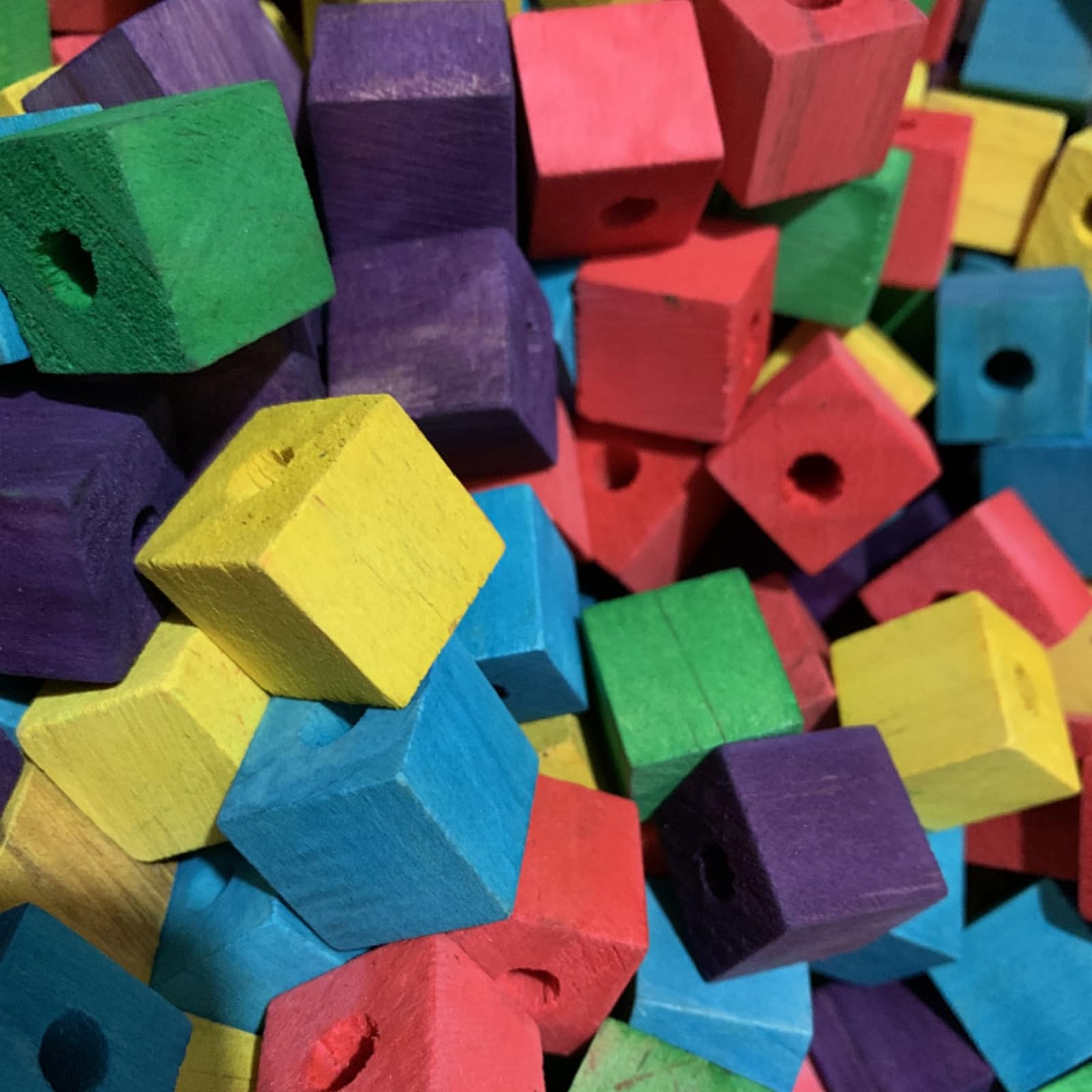 Bird Toys, Wood Wooden Colored 100pcs Parrot Toys, Multicolored Natural Wooden Blocks,African Grey Parrots, Macaws, Cockatoos, Parrot chew Toys