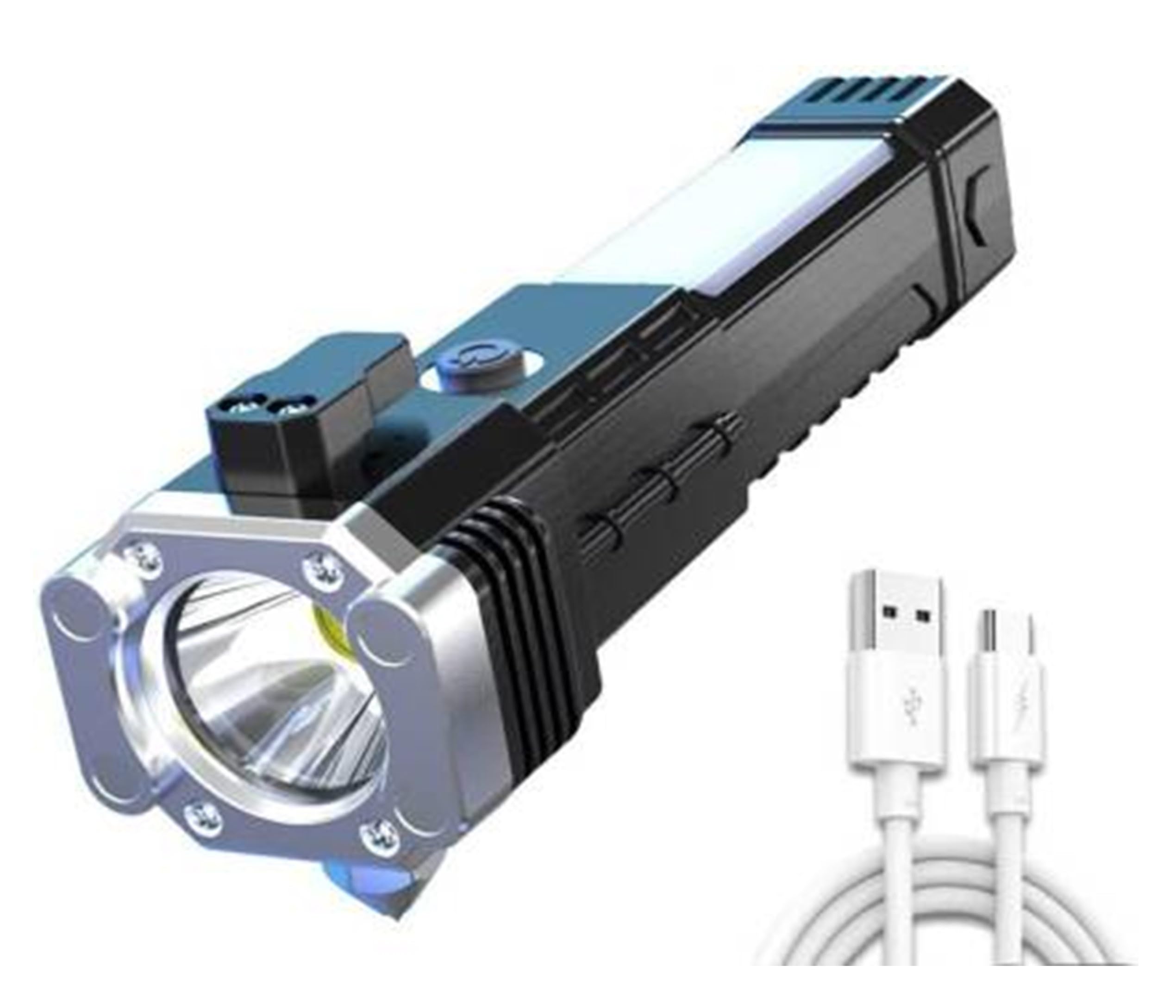 SAMRUKZONE SRZ Torch Light LED 3W Rechargeable Torch Flashlight, Long Distance Beam Range Car Rescue Torch with Hammer Window Glass and Seat Belt Cutter Built (COB) Rechargeable Camping Travel (B0CFQRYTXX) Amazon Price History, Amazon Price Tracker
