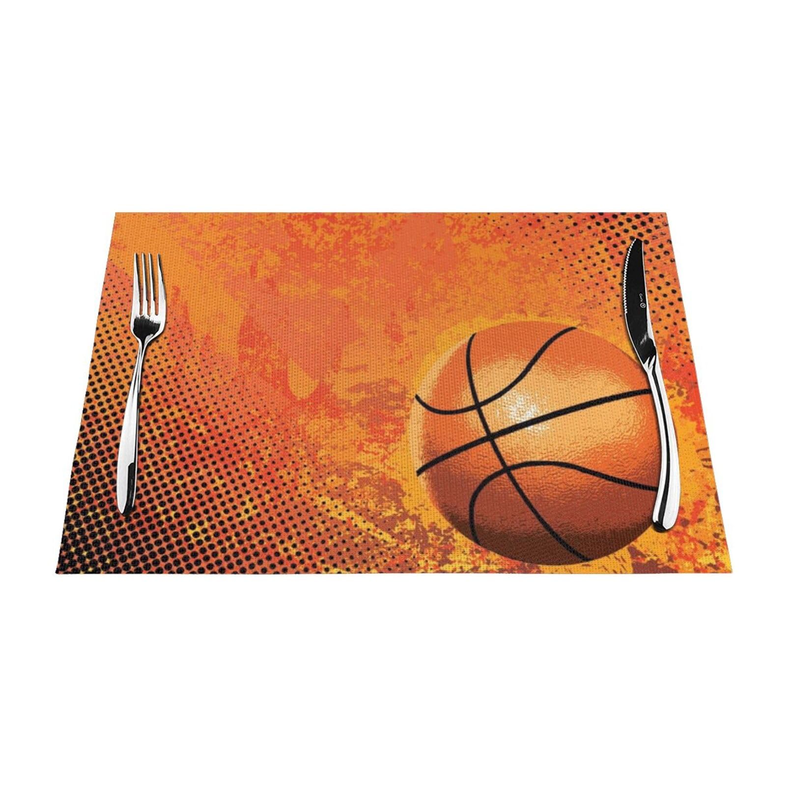 PVC Placemat Set of 1 PCS, 45x30 CM, Basketball Printed Non-Slip Heat Resistant Place Mats for Kitchen Dining Table Indoor Outdoor