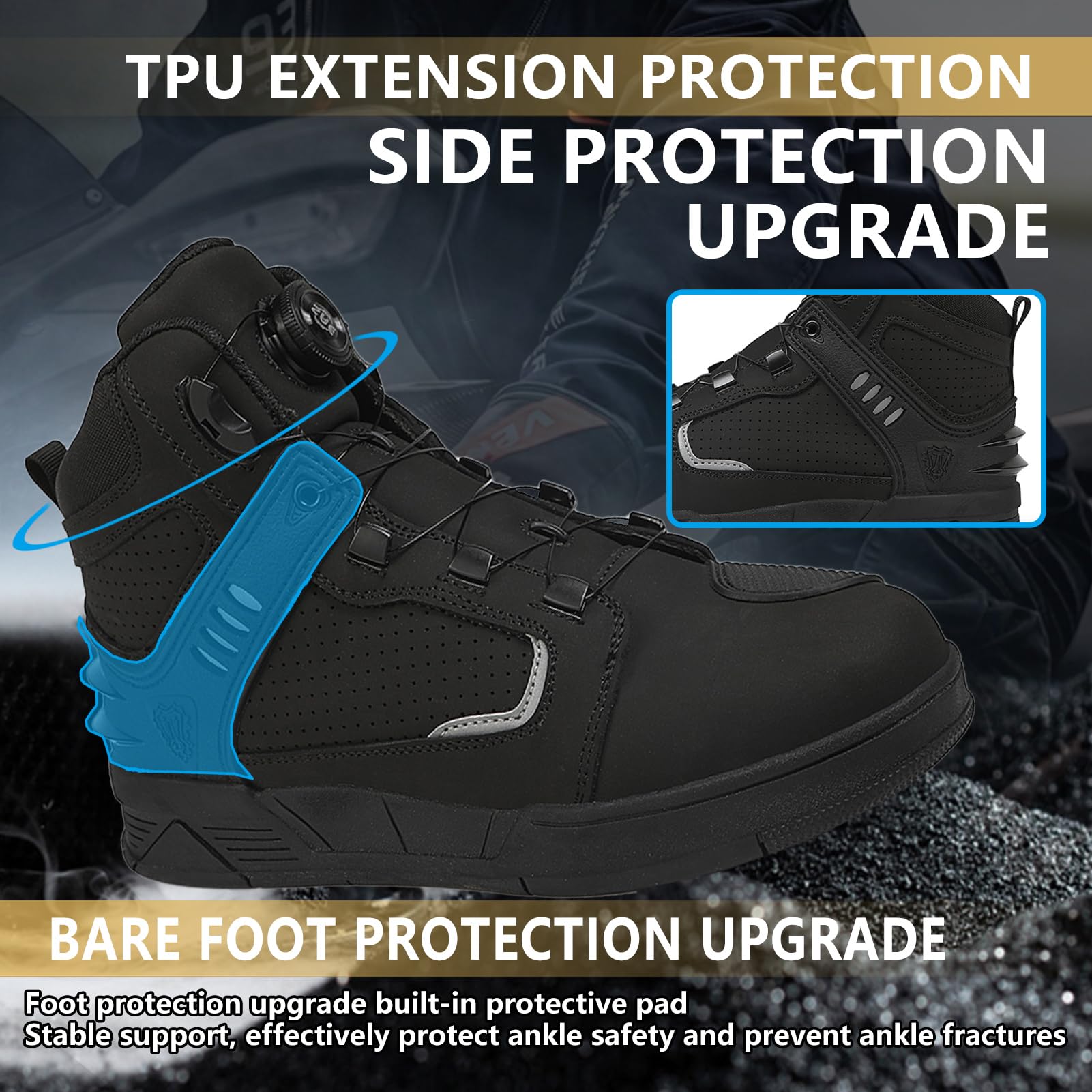 Bottes Motard Street Casual Antidérapantes et Cnfortables Respirantes avec Fermetures à Glissière Latérales Adaptées à Toutes Les Saisons