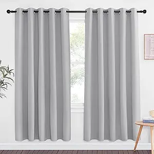 NICETOWN Blackout Door Curtain Drape for Night Shift - Thermal Insulated Solid Grommet Room Darkening Privacy Window Treatment for Living Room (1 Piece, W66 x L72, Silver Grey)