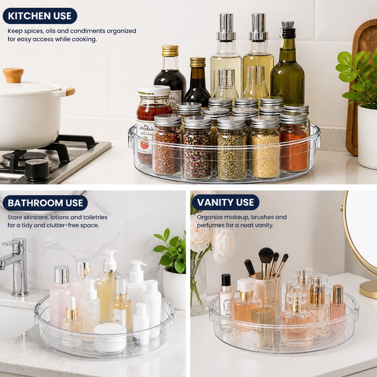 YESAH Lazy Susan Turntable, Rotating Dishware Plate for Table Organisation (2, S) image 3