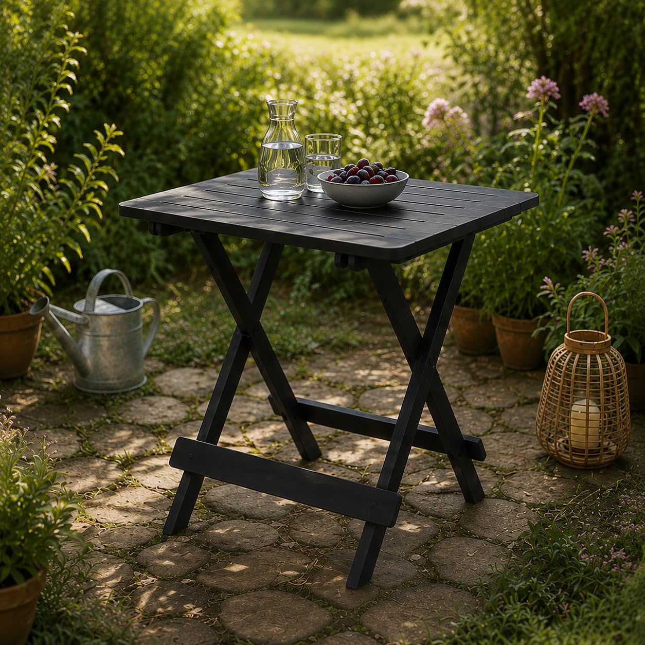 Tavolo da Giardino in Plastica Pieghevole Antracite 80x72xh70 cm Maury