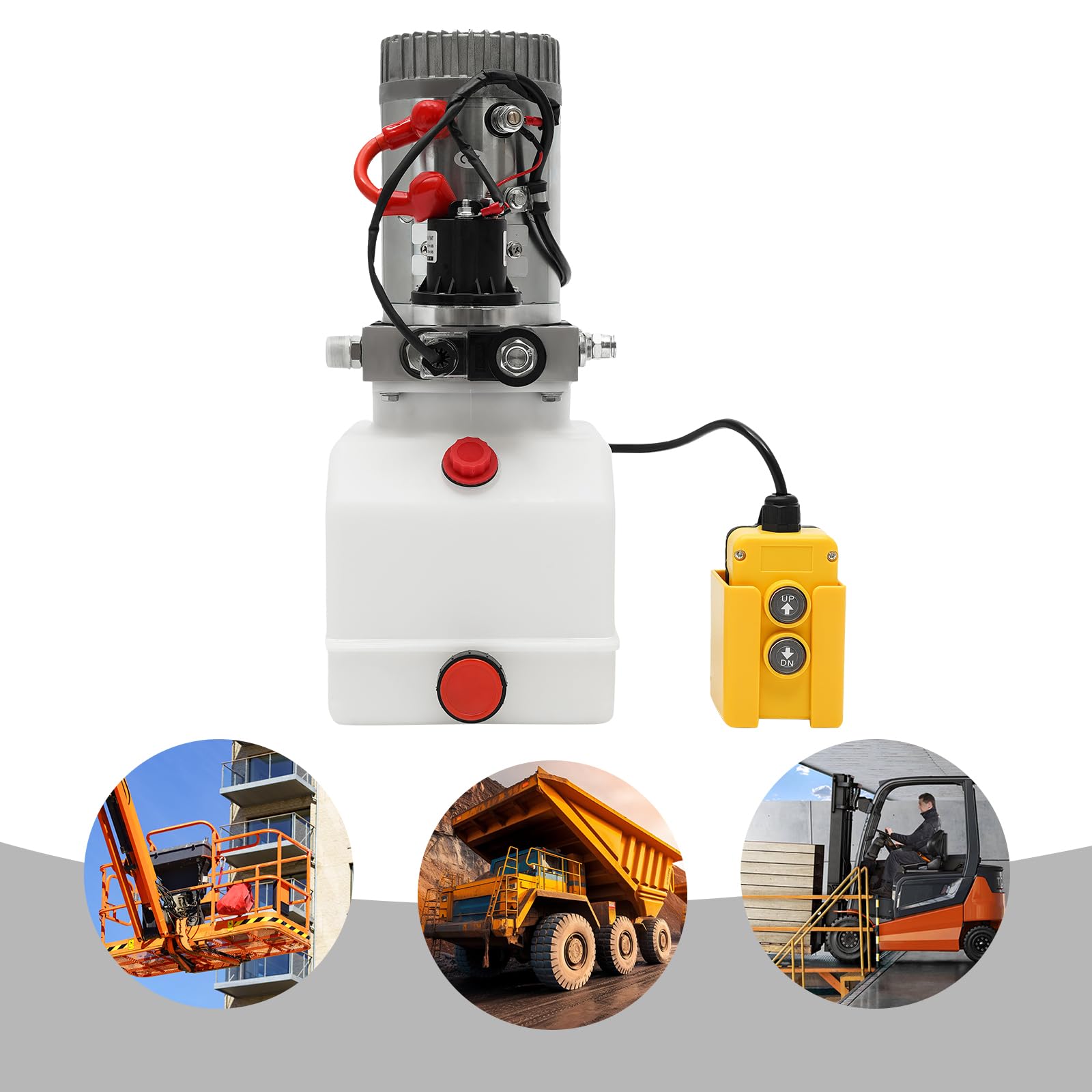 JAYGOVAN 4 Quart Hydraulic Pump for Dump Trailer Hydraulic Power Unit 12V Hydraulic Pump Single Acting Dump Truck Hydraulic Pump for Dump Trailers, Stationary Lifting Platforms, Sanitation Vehicles