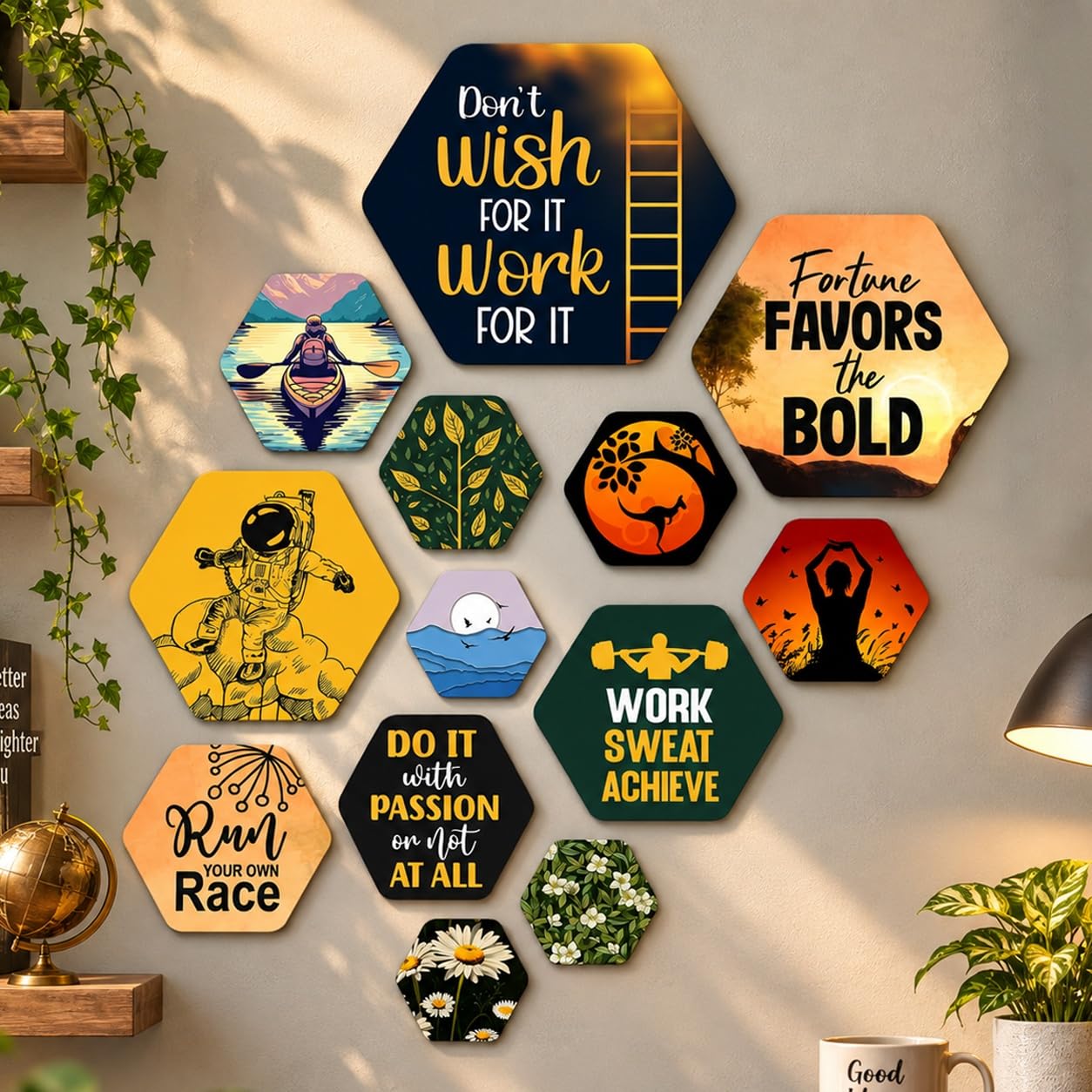Artvibes Mandala Pattern Hexagon Shape MDF Wooden Wall Decor -9 Artvibes Mandala Pattern Hexagon Shape MDF Wooden Wall Decor -9