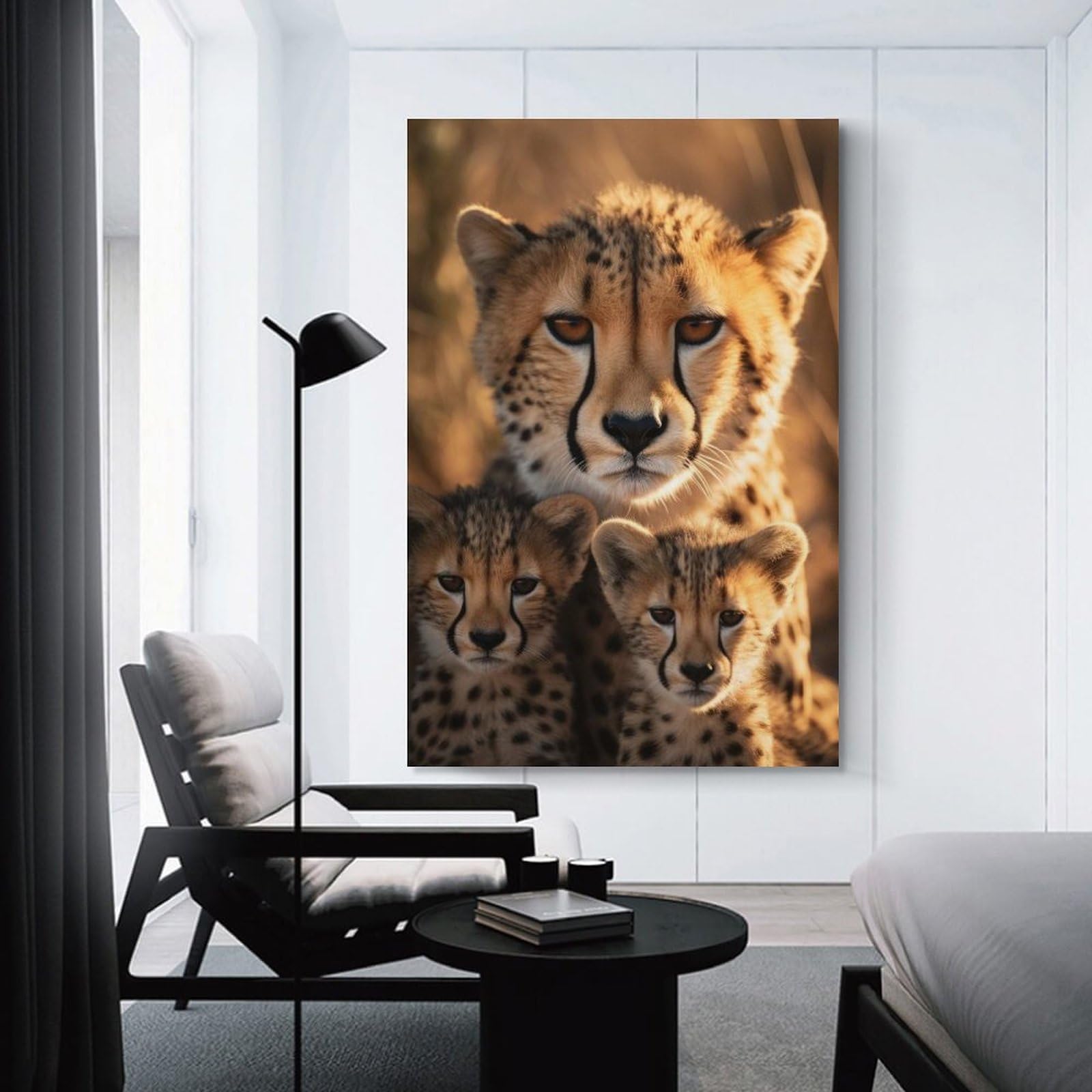 Junmoney Canvas Art Print Cheetah Wildlife Photo, 08x12inch(20x30cm), for Small Homes, Bedrooms Or Open Spaces, A Simple Refresh for Blank Walls
