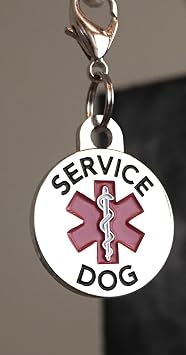 K9King Service Dog Tag Small Breed Double Sided Red Medical Alert Symbol .999 inch ID Tag. Easily Switch Between Service Dog Vest Collars and Harness