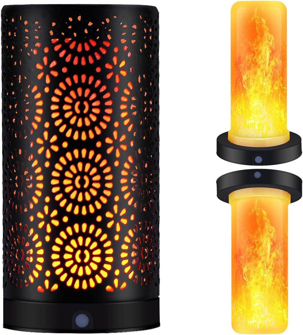 Magnetic LED Flame Effect Light Table Lamp USB Rechargeable Upside Down Fire Stimulated Desk Light Portable Vintage Light Antique Lantern for Valentine's Day Bar Hotel Restaurants Decorations