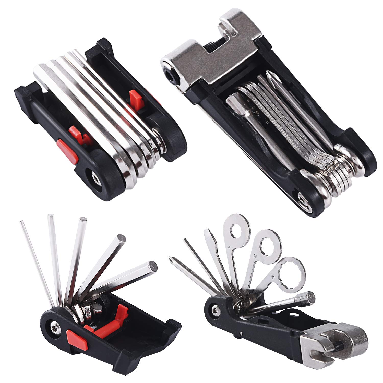 Kit Attrezzi per Bicicletta, Kit Riparazione Bici con10 in 1 attrezzo Multifunzione, Chiave Osso Multifunzionale e Leva del Pneumatico 3 in 1, Custodia Trasporto. 6 Mesi di Garanzia