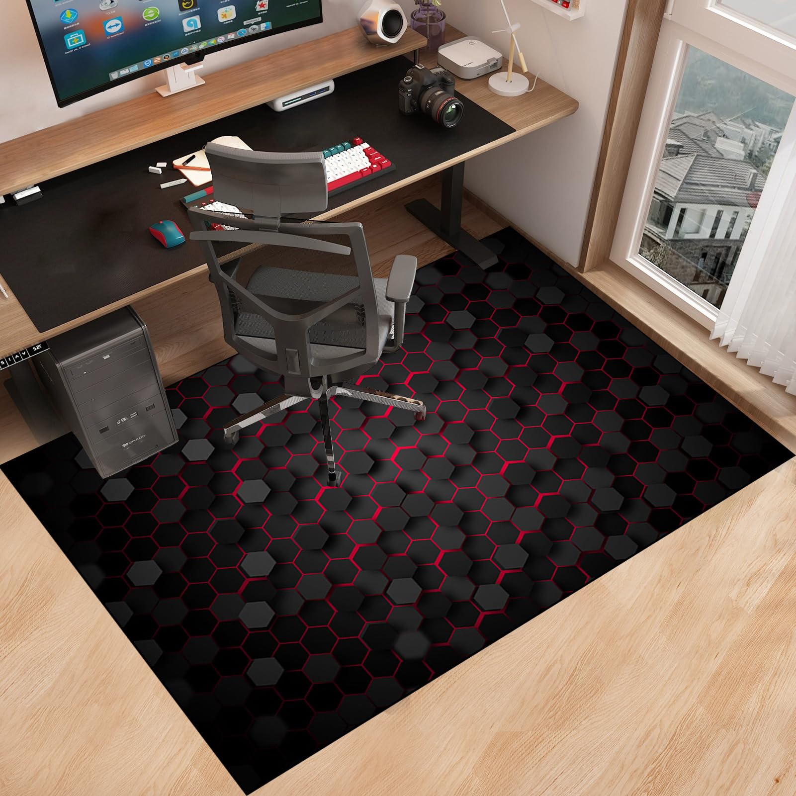 Alfombrilla para Silla para Suelos Duros Alfombrilla Protectora para Suelos Alfombra Silla Oficina Antideslizante Tapete Protector para Suelo Alfombra Suelo Gaming 90 x 120 cm
