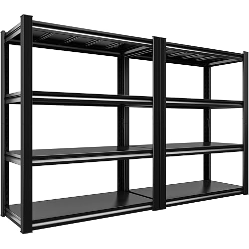 Raybee 40" W Garage Shelving 2000 LBS Storage Shelves 4 Tier Heavy Duty Shelving Adjustable Metal Shelves for Garage,Basement, Warehouse, 40" W x19 D x57 H, 2 Pack