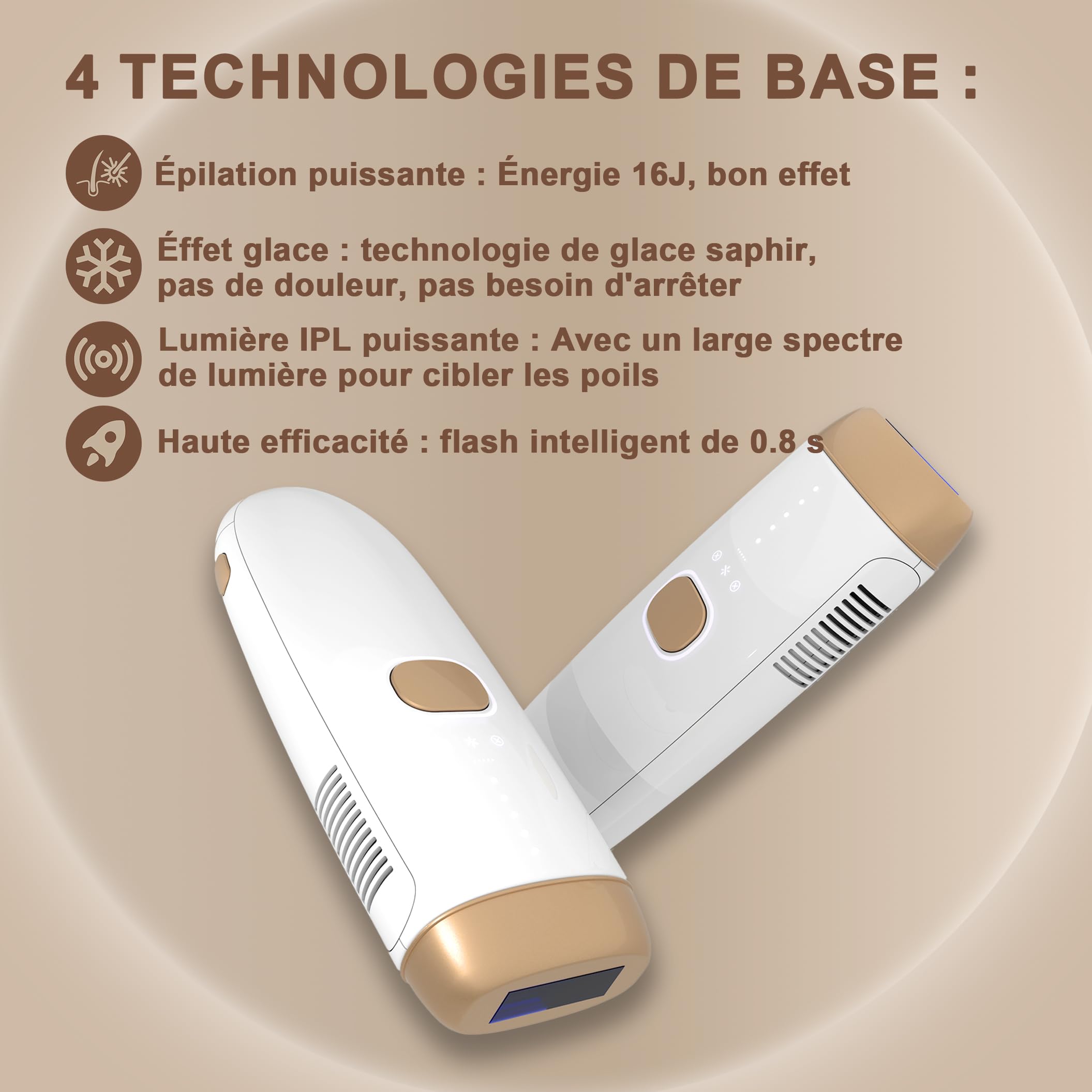 Epilatore IPL, Indolore con Raffreddamento Rapido, Depilazione Durevole per Tutti, Alternativa al Laser, per Corpo e Zona Maglia