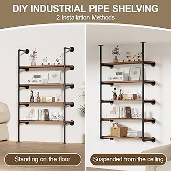 【SALE】wood iron shelf 690*600*225 Amazon.com: giffgiss Industrial Iron Pipe Shelving Wall