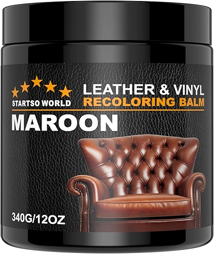 STARTSO WORLD Bálsamo de recoloração de couro 340 g - Kit de reparo de couro para restaurar móveis, sofás, assentos de carro, roupas, restaurar a cor para arranhar e desbotar, (marrom)