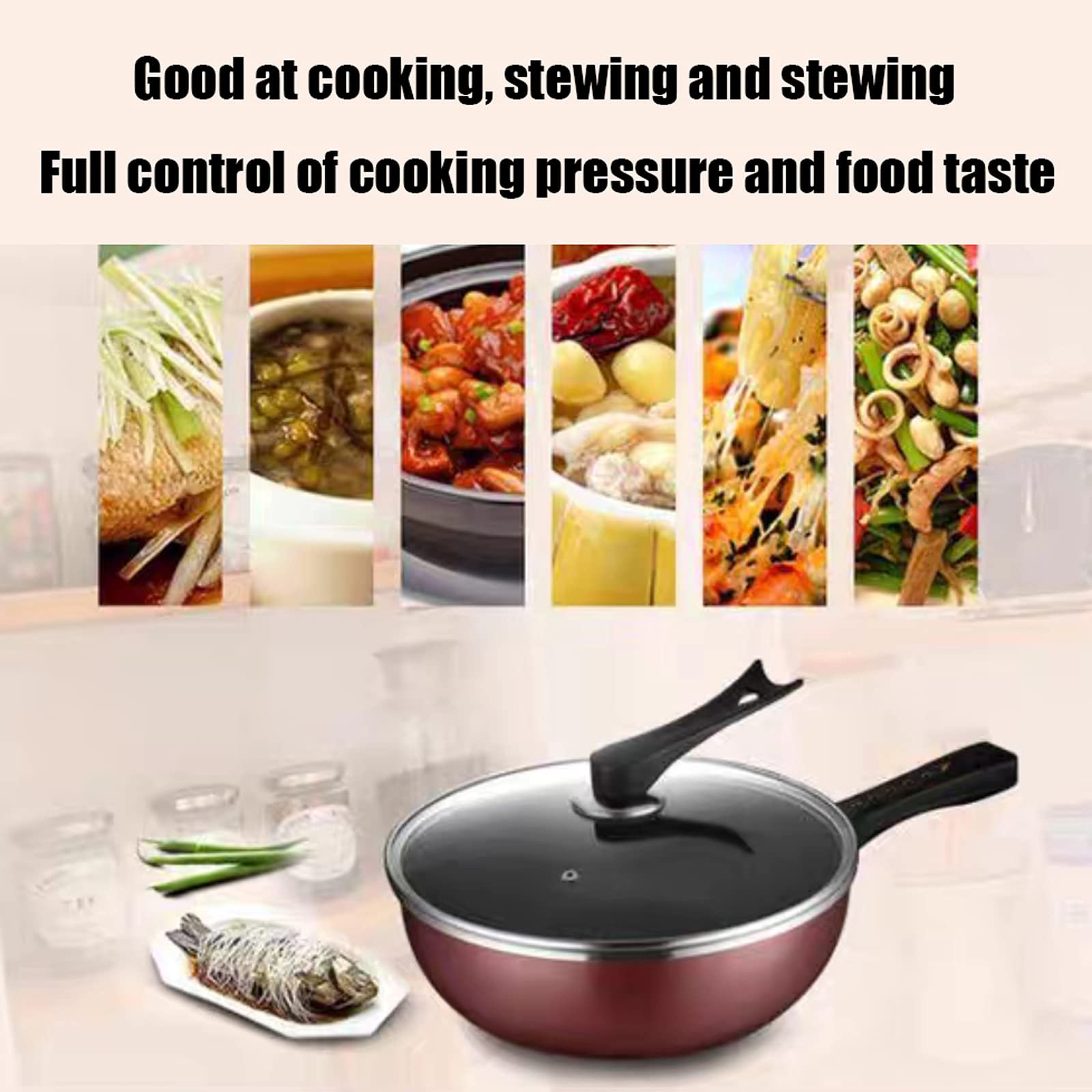 Poêle à Frire électrique Wok, cuisinière électrique Multifonction pour la Maison, marmite à Vapeur, rôtissoire électrique intégrée Wok,
