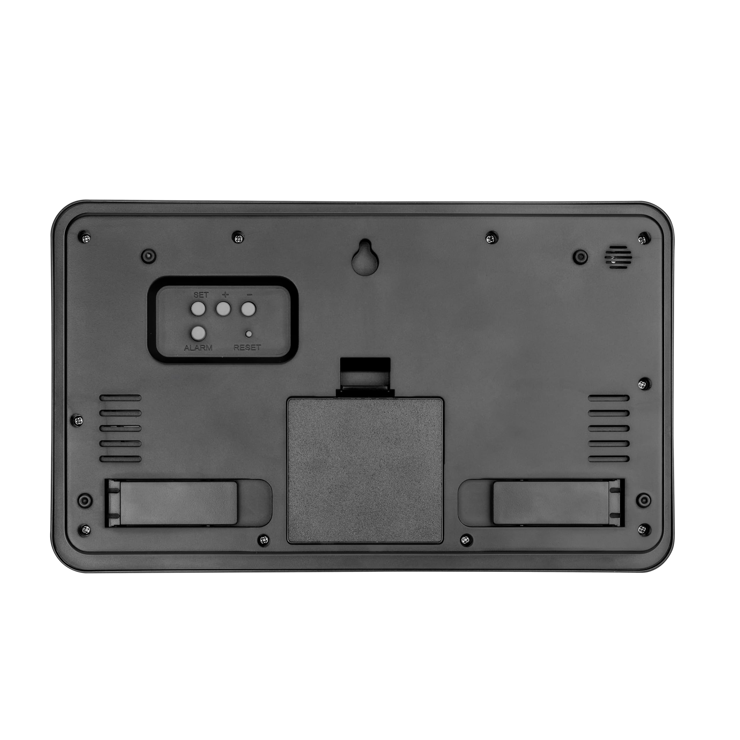 TFA Dostmann Analoge radiogestuurde klok met kalender. 60.3552.01, klok voor senioren, alarm & snooze-functie, digitale weergave van weekdag en datum, analoge tafelklok, achtergrondverlichting, zwart