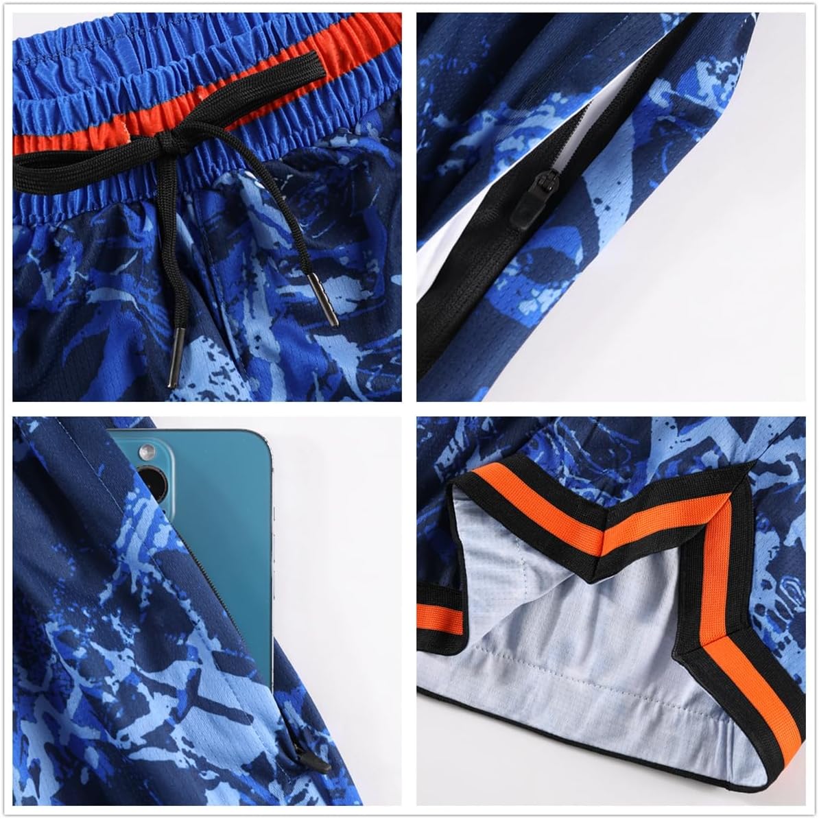 OPALOS 3 Pack Basketball Shorts for Men with Zipper Pockets,Active Athletic Shorts - Image 8