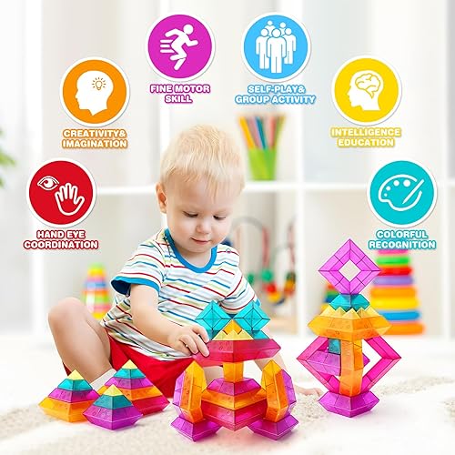 Miniatura 2 de Juegos de bloques de construcción para niños de 3, 4, 5, 6 años, 30 piezas de bloques apilables, juguetes para niños y niñas, actividades de