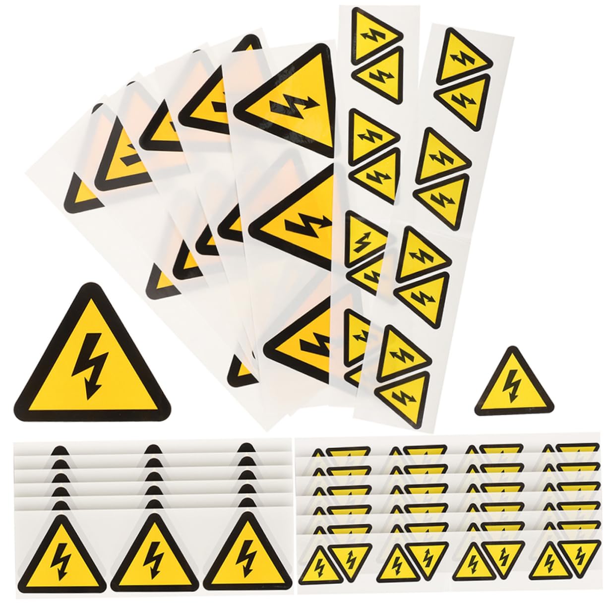 Autocollants D’avertissement Haute Tension Jaunes, 24 Pièces | Adhésif Autocollant, Triangle de Signalisation, Format Compact, Lot de 24