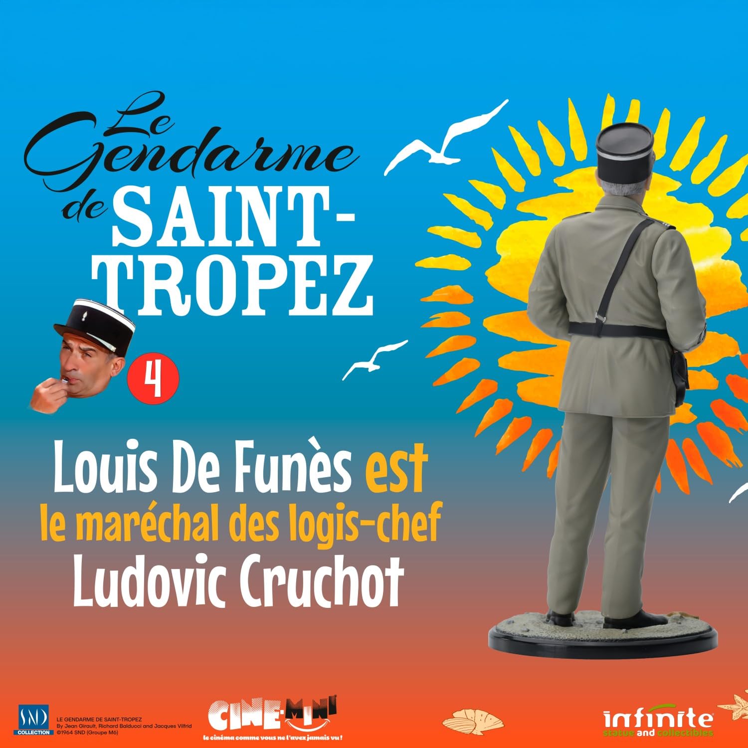 Infinite Statue Louis De Funes maréchal Ludovic Cruchot 4 - Scène Film Le GENDARME de SAINT TROPEZ - Figurine de collection en PVC Série Cine-Mini - échelle 1/12 - hauteur 16 cm