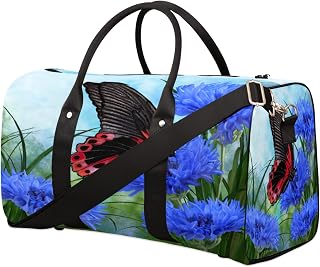 Bolsa de ginástica esportiva floral borboleta bolsa de viagem primavera bolsa de viagem viagem de fim de semana bolsa de mão bolsa de mão bolsa de ombro para mulheres homens jovens meninas meninos para academia esportes férias essenciais, Multicor, L