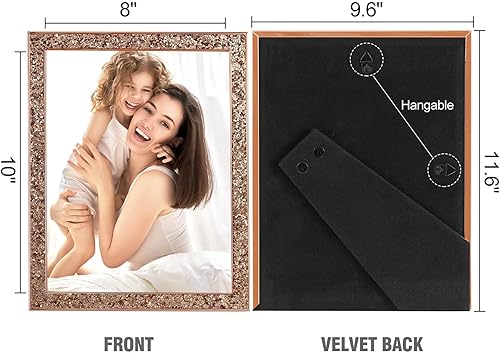 Vista 33 de Portarretratos de 5 x 7 pulgadas con purpurina, marcos de fotos negros de 5 x 7 pulgadas con cristal real HD, para pared o mesa, regalo de boda