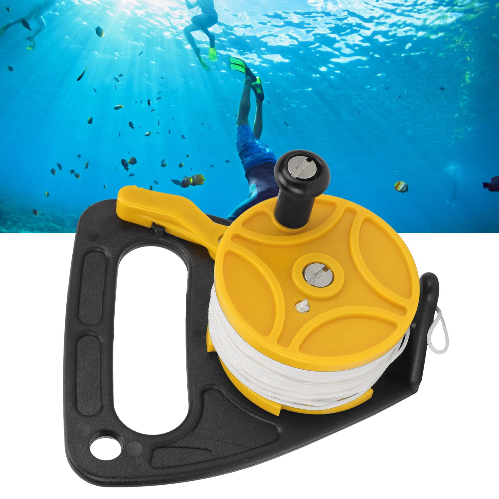 EntatialZ9JzxgO2 Enrouleur de plongée, INOX, Cordon de 46 m, Enrouleur de Corde de plongée indéchirable pour la plongée en exil