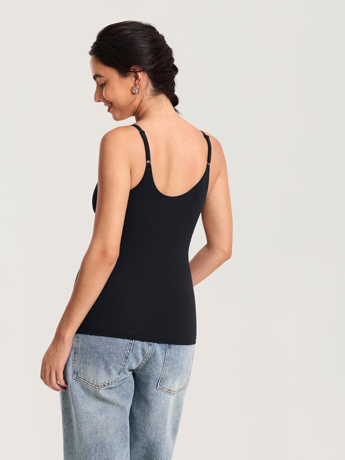 MOMANDA Nursing Tank Tops for Breastfeeding Seamless One-piece Fixed Cup Maternity Cami with Adjustable Straps