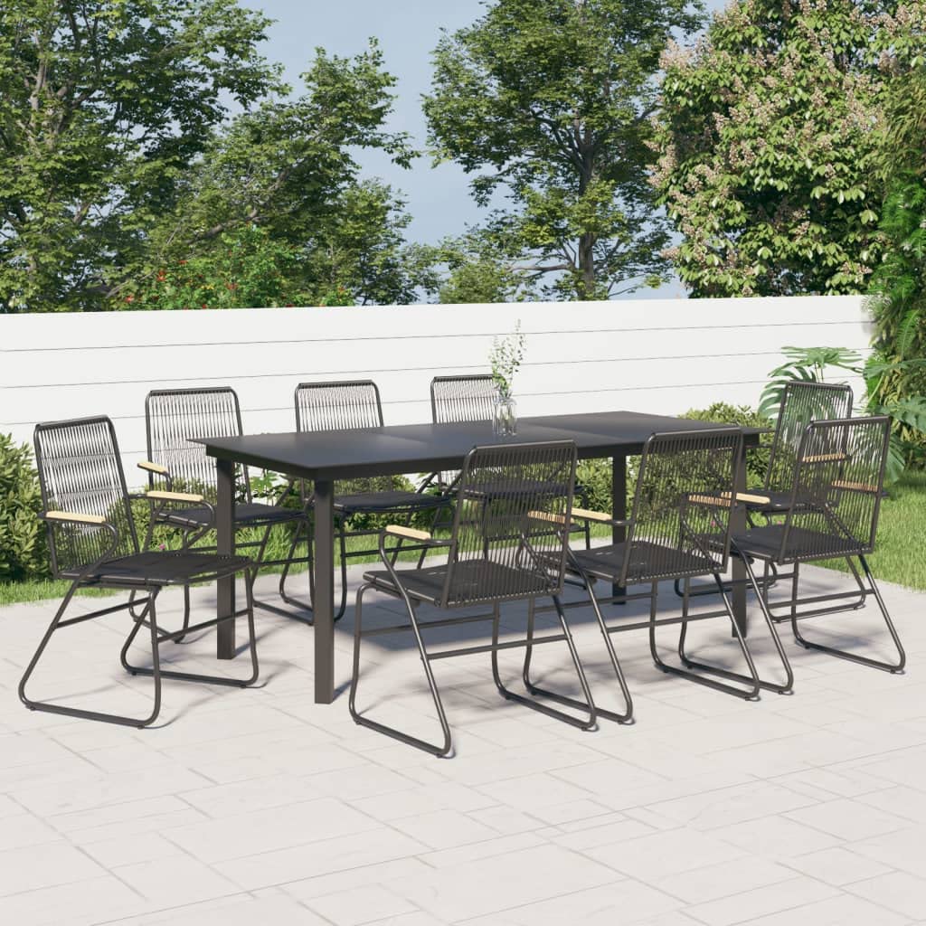 Generico Set da Pranzo da Giardino 9 pz Nero in Rattan PVC,Mobili,Mobili da Giardino,Mobili e sedie da Giardino,Sedie da Giardino,Nero,73.02 kg,3060278