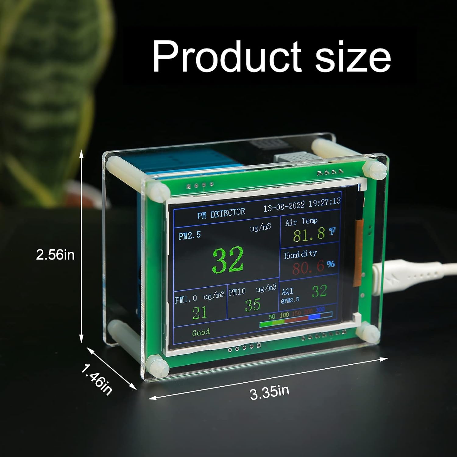 Air Quality Monitor pm2.5 pm10 pm1.0 Detector Indoor air Quality Monitor for Cars,Home,Office,Hotel etc (PM1.0,PM2.5,PM10)