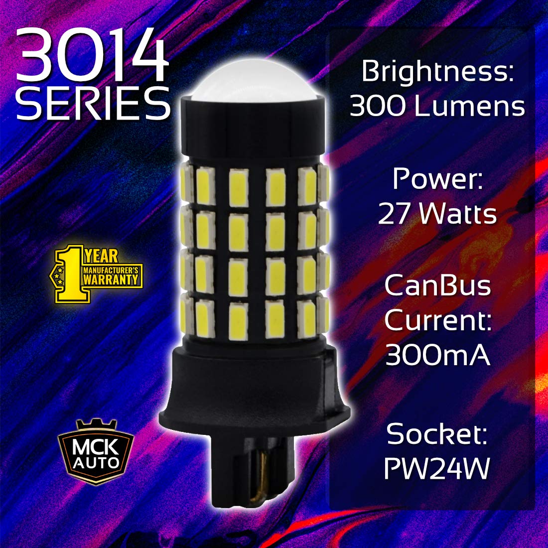 Ampoules LED PW24W Canbus Feux de Jour DRL Blanc 6000K Très Lumineux et Sans Erreur Très Slim et Compact Taille avec Projecteur sur le dessus Compatible avec F30 F31 CC