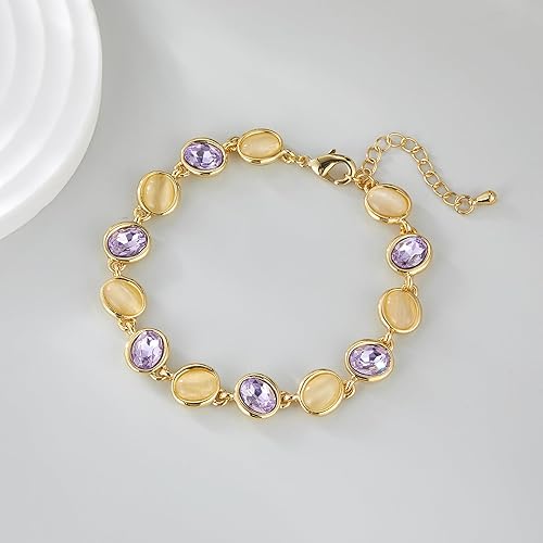 Miniatura 5 de Aprilery Gold Chain Bracelet for Women, Dainty Multicolor Crystal Stone Link Bracelet 14K Gold Trendy Bracelets Jewelry for Women Girls Gifts for Her